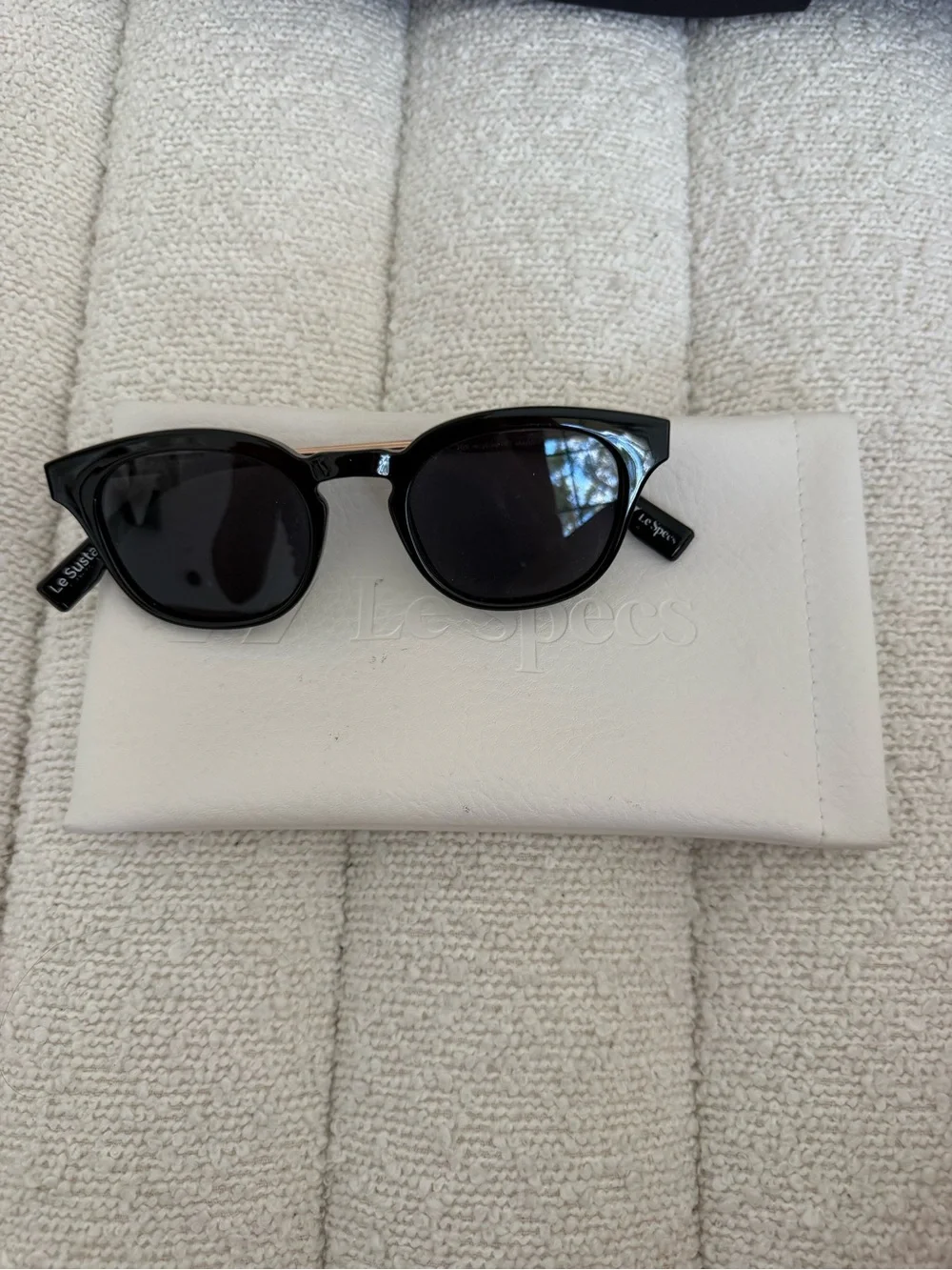 Le Specs Black Round Sunglasses with Gloss Frame